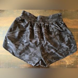 Lululemon black camouflage running shorts
